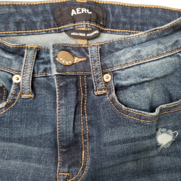 AEROPOSTALE AERO Distressed Denim Jean High Rise Jeggin - Picture 5 of 6